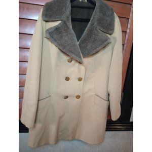 Smug vintage tan double-breasted deep pocket pea coat women's